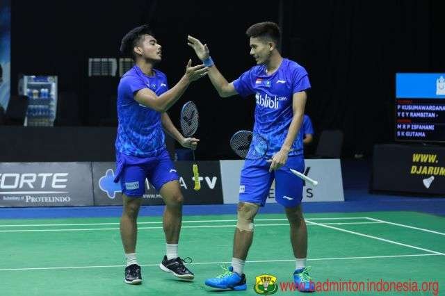 Ganda putra Indonesia Pram/Yere berhasil lolos 16 besar Swiss Open 2022. (Foto: Badminton Indonesia)