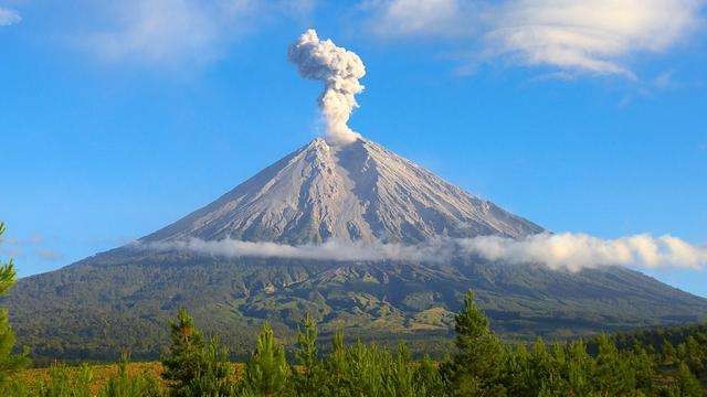 Gunung Semeru luncurkan awan panas guguran sejauh 4 km. (Foto: Ant)