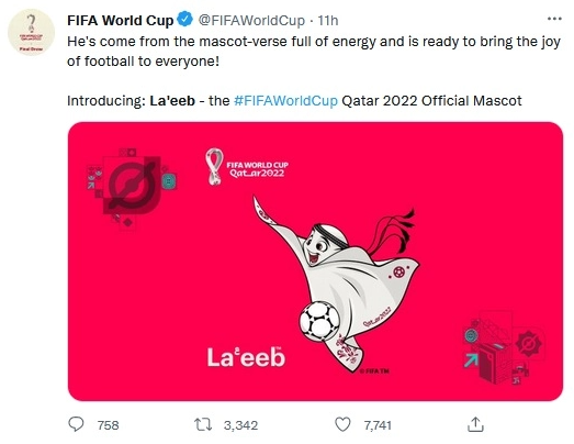 La'eeb, maskot Piala Dunia Qatar 2022, disebut netizen mirip ikan pari hingga kartun hantu Casper. (Foto: Twitter)
