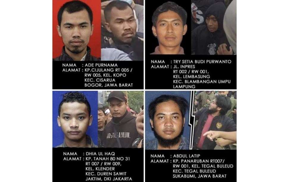 Viral foto empat orang terduga pemukul Ade Armando. Satu orang warga Lampung membantah. (Foto: Istimewa)