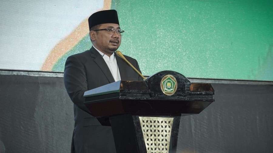 Menag Yaqut Cholil Qoumas saat peringatan Nuzulul Quran 2022 di Jakarta. (Foto: Kemenag)