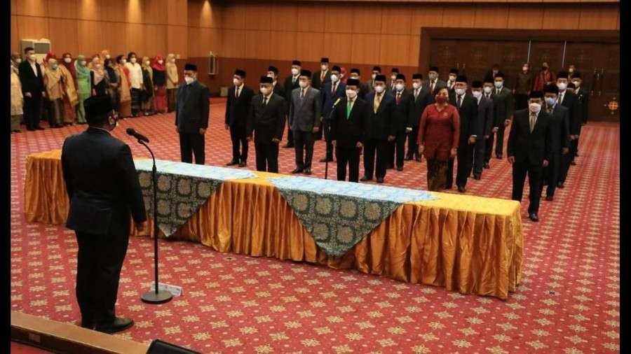 Menteri Agama Yaqut Cholil Qoumas melantik 29 Pejabat Eselon I dan II Kemenag, Rabu 27 April 2022. (Foto: Kemenag)