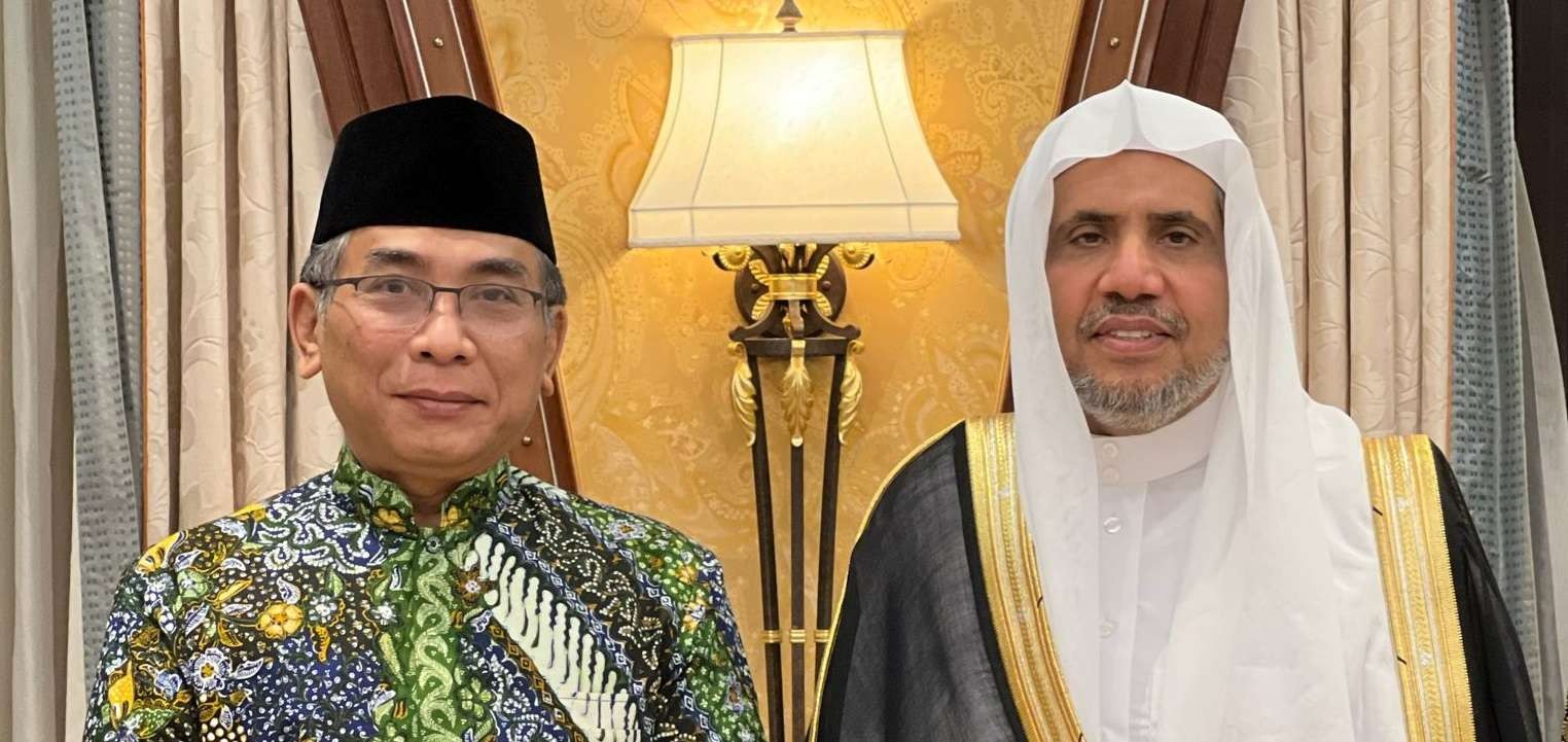 Ketua Umum PBNU Yahya Cholil Staquf dan Rabithah 'Alam Islami Syaikh Al Issa. (Foto: Istimewa)