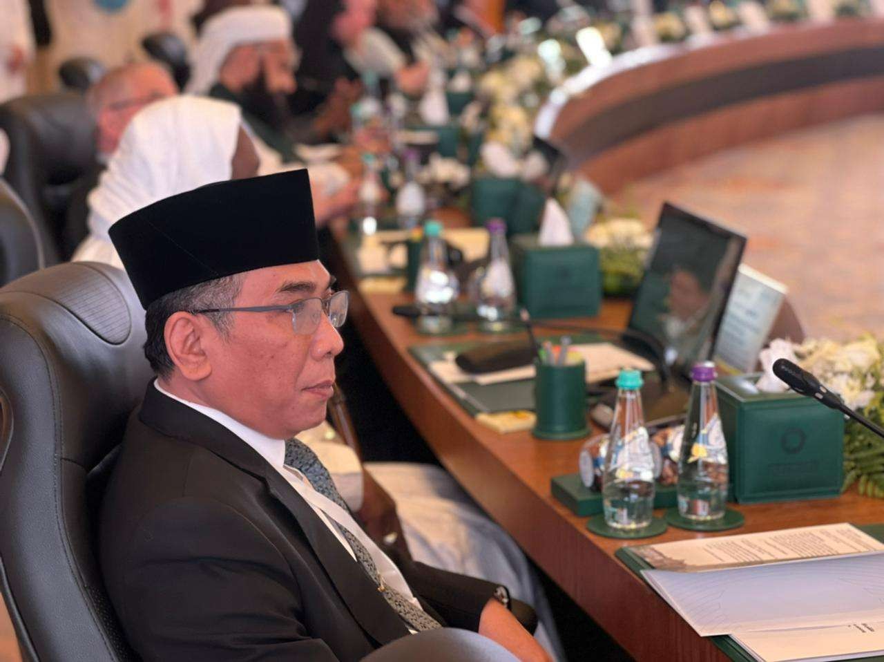 Ketua Umum PBNU Yahya Cholil Staquf saat menghadiri Konferensi Liga Muslim Dunia. (Foto: Istimewa)