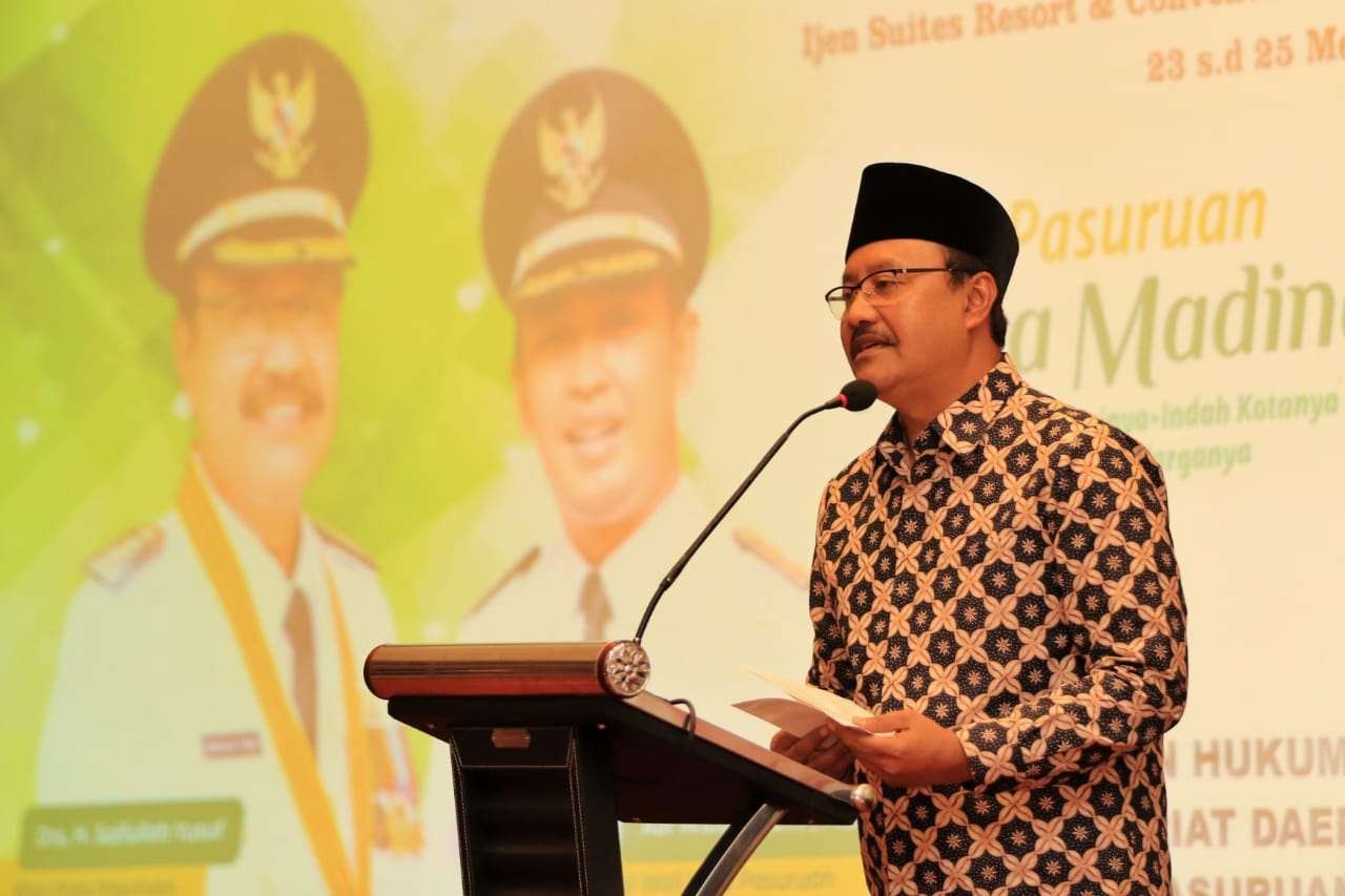 Gus Ipul menyampaikan perundang-undangan harus sesuai aspirasi masyarakat. (Foto: Dinas Kominfo Kota Pasuruan)