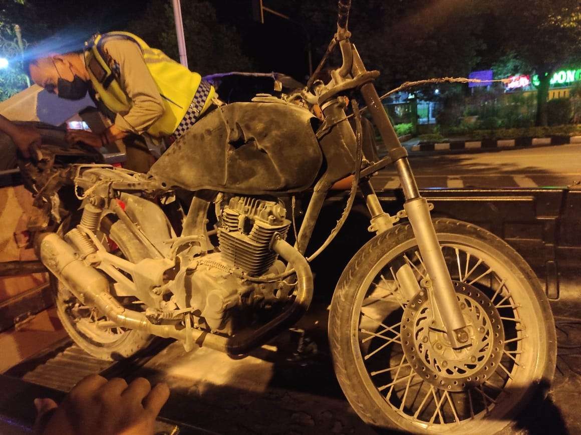 Kondisi motor Mega Pro yang dikendarai korban (Foto: dok.Satlantas Polres Tuban