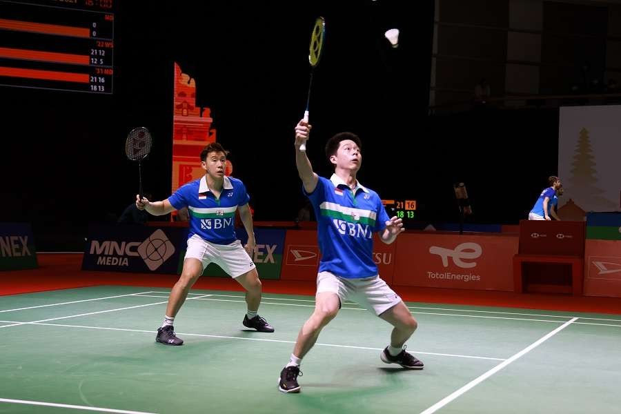 Ganda Kevin/Marcus gagal ke final Indonesia Masters 2022 usai dikalahkan ganda China. (Foto: PBSI)