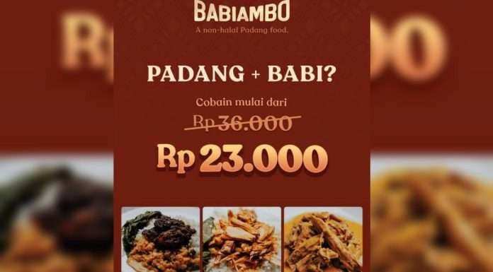 Menu nasi Padang di Babiambo, lauk daging sapi dan ayam diganti babi dijual online. (Foto: Dokumentasi Babiambo)
