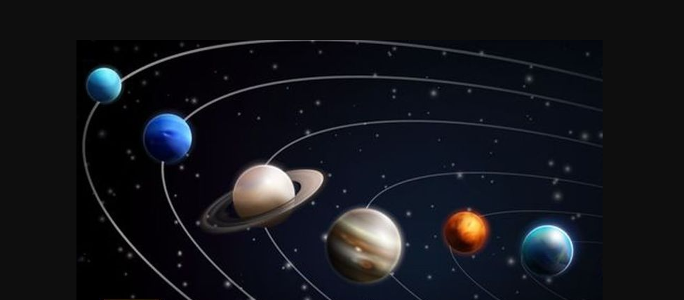 Ilustrasi fenomena enam planet berada dalam garis sejajar. (Grafis: Istimewa)