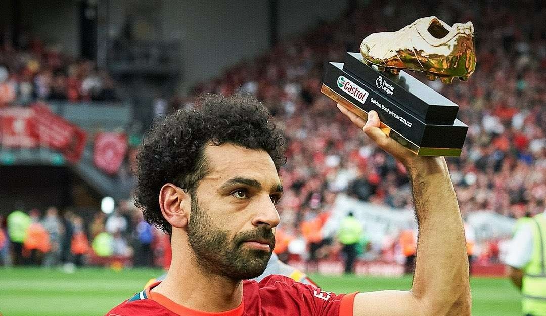 Mohamed Salah saat dinobatkan sebagai top skor Premier League bersama Song Heung-min