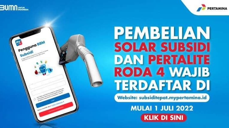 Website resmi MyPertamina https://subsiditepat.mypertamina.id/, untuk pendaftaran pembelian Pertalite dan Solar. (Grafis: MyPertamina)
