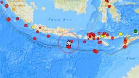 Titik gempa 5,4 SR di perairan selatan Jawa Timur. (Foto: Istimewa)