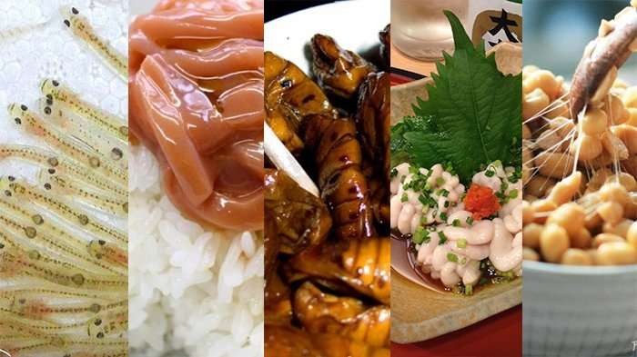 Ilustrasi beragam makanan aneh dari Jepang, selain natto yang viral di TikTok. (Foto: Istimewa)