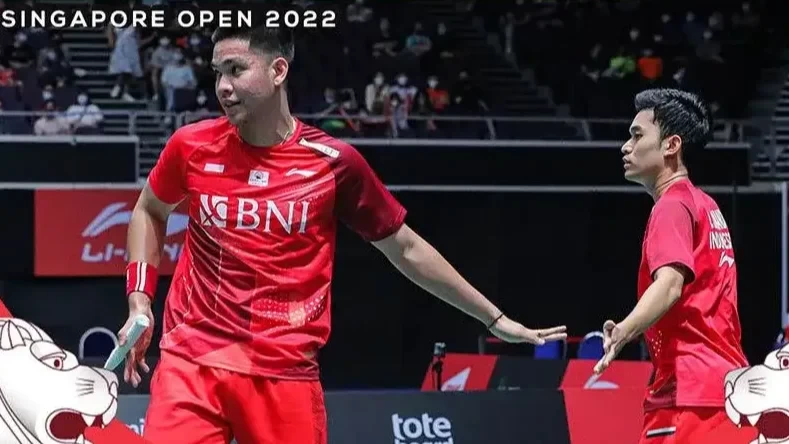 Daniel Marthin/Leo Rolly sukses meraih juara Singapura Open 2022 usai kalahkan Fajar Alfian/Rian Ardianto. (Foto: PBSI)