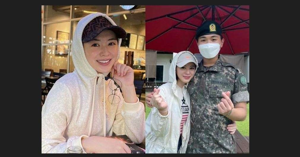 Ayana Moon melepas hijab dan menggantinya dengan topi dan hoodie saat mengunjungi adiknya di kamp militer Korea Selatan. (Foto: Instagram @xolovelyayana)