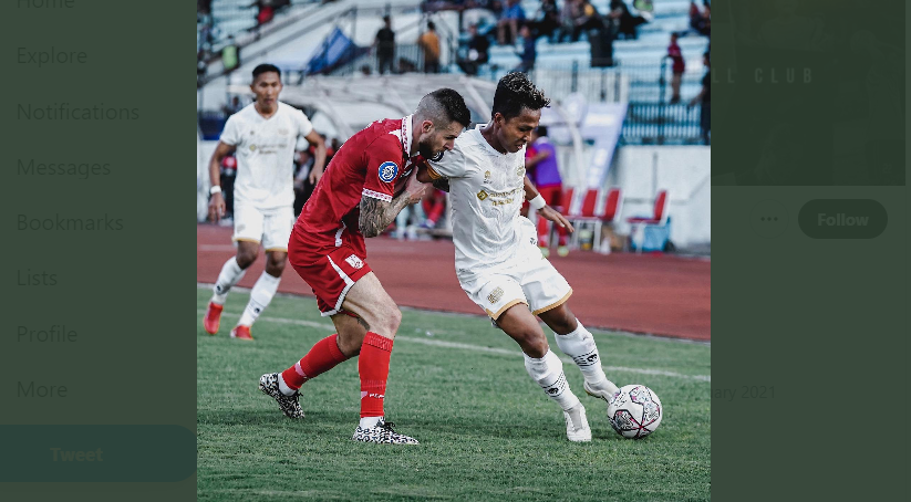 Persis Solo tumbang 2-3 kontra Dewa United. Suporter Laskar Sambernyawa sempat bentrokan dengan warga di Tugu Jogja, Senin 25 Juli 2022. (Foto: Twitter Dewa United)