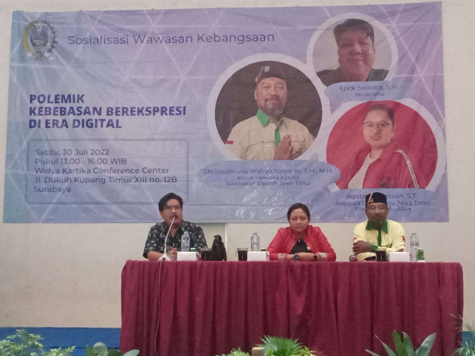Anggota DPRD Jawa Timur Agatha Retnosari di acara sosialisasi wawasan kebangsaan dengan tema "Polemik Kekebasan Berekpresi di Era Digital" di Surabaya, Sabtu 30 Juli 2022.(Foto: Istimewa)