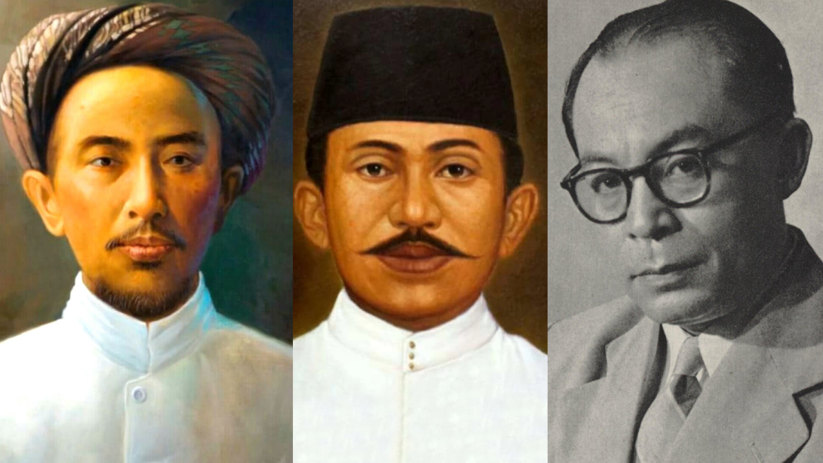 Tiga pahlawan nasional yang lahir bulan Agustus, KH Ahmad Dahlan, HOS Tjokroaminoto dan Muhammad Hatta. (Foto: Istimewa)
