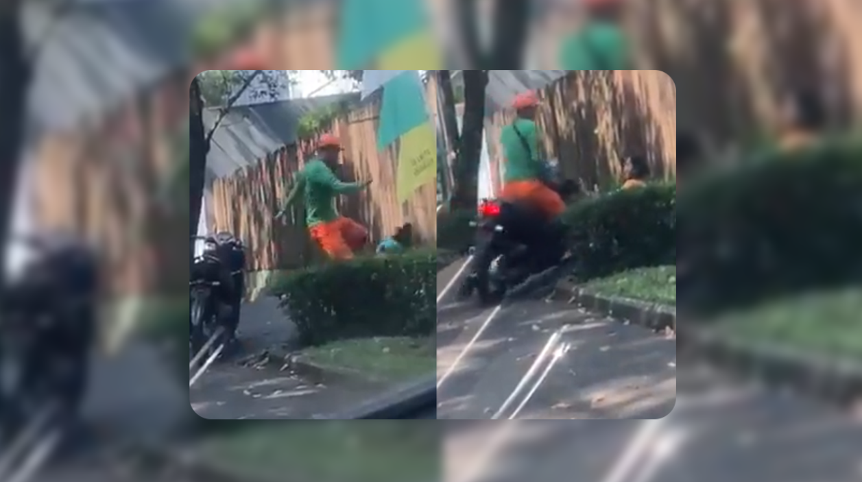 Video pendek berdurasi 19 detik viral di Twitter. Di dalamnya terlihat seorang pengendara motor melindas perempuan yang duduk di depannya. (Foto: Twitter @tante_rempoong)