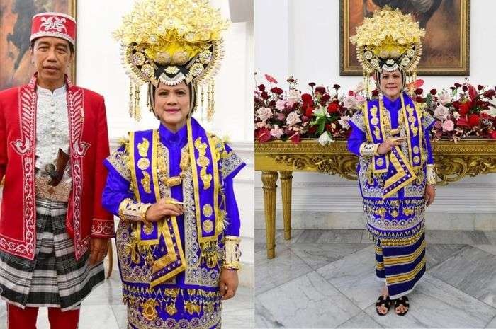 Presiden Jokowi dan Ibu Negara Iriana Jokowi kompak mengenakan baju adat Buton, hanya berbeda warna saat upacara HUT ke-77 RI, Rabu 17 Agustus 2022. (Foto: Dokumentasi Sektretariat Presiden/Muchlis JR)