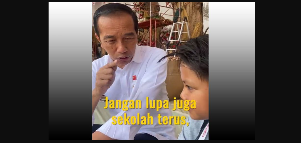 Momen Farel Prayoga bertemu Presiden Jokowi saat gladi bersih upacara HUT ke-77 RI, pada Selasa 16 Agustus 2022 sore. (Foto: Instagram/Twitter @jokowi)