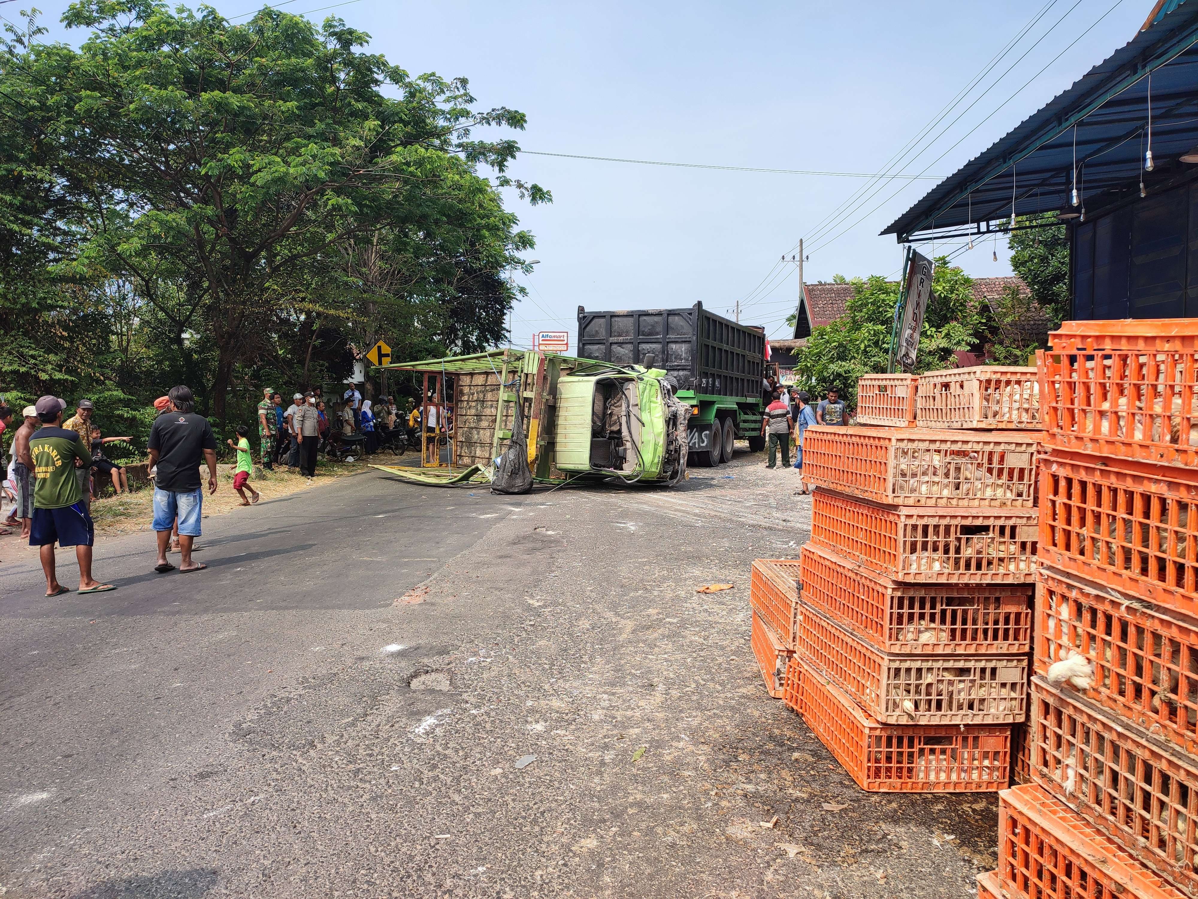 Proses evakuasi truk tabrak kafe di Mojokerto.(Foto: Deni Lukmantara/Ngopibareng.id)