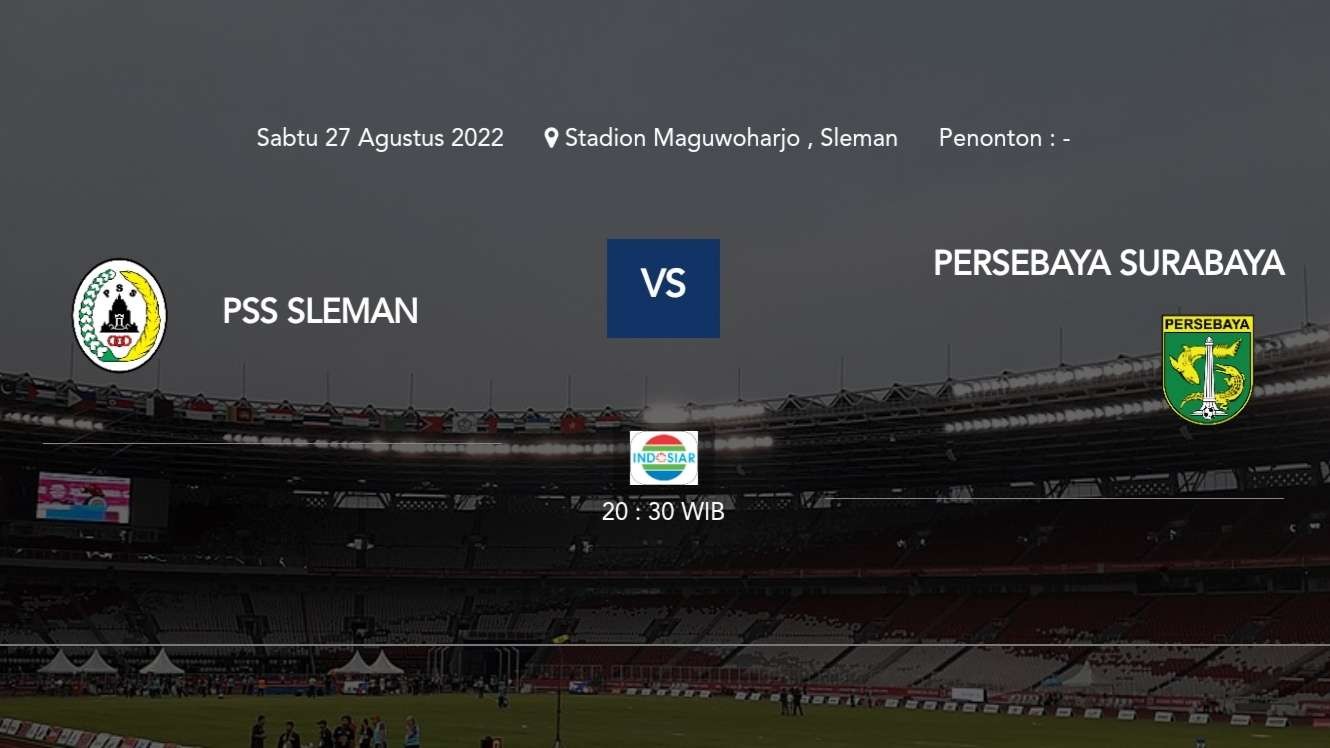 Laga Persebaya Surabaya vs PSS Sleman, Liga 1 2022/2023, Sabtu 27 Agustus malam. (Foto: Tangkapan Layar LIB)