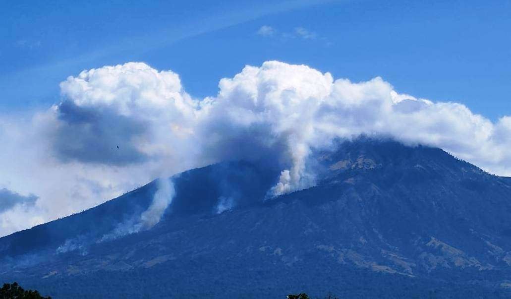 Kepulan Asap diduga akibat kebakaran di gunung sebelah barat Banyuwangi (foto: istimewa)