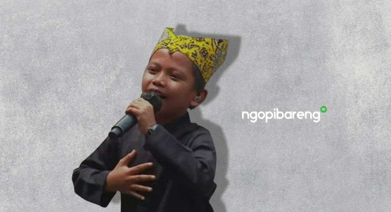 Penyanyi cilik asal Banyuwangi Farel Prayoga, menghibur presidan dan juga Ganjar Pranowo. Punya lagu baru berjudul Tugiman. (Ilustrasi: Fa-Vidhi/Ngopibareng.id)
