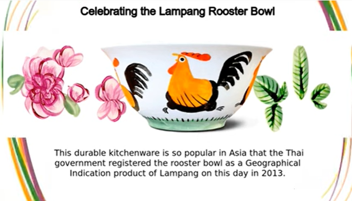 Google Doodle merayakan Mangkuk Ayam Jago produksi Lampang, Thailand, Senin 19 September 2022. (Foto: Google)