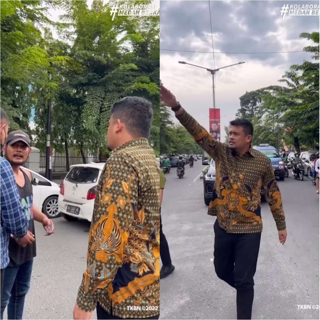 Walikota Medan sekaligus menantu Presiden Jokowi, yakni Bobby Nasution memarahi petugas parkir liar depan kampus Universitas Sumatera Utara (USU), yang menutup sebagian badan Jalan Dr Mansyur, Medan Baru. (Foto: Tangkapan layar Instagram)