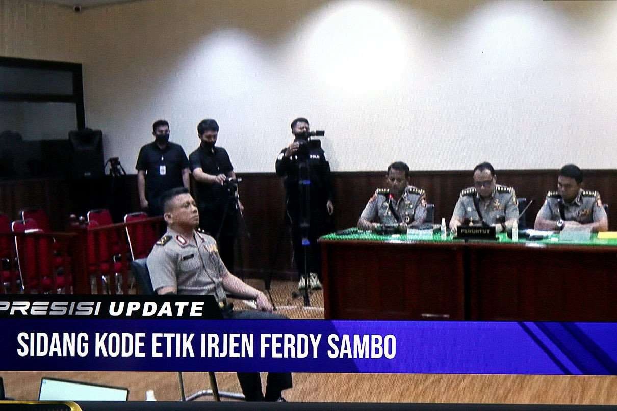 Ferdy Sambo saat mengikuti sidang Kode Etik Profesi Polri, pada 25 Agustus 2022 lalu. (Foto: JPNN.com)