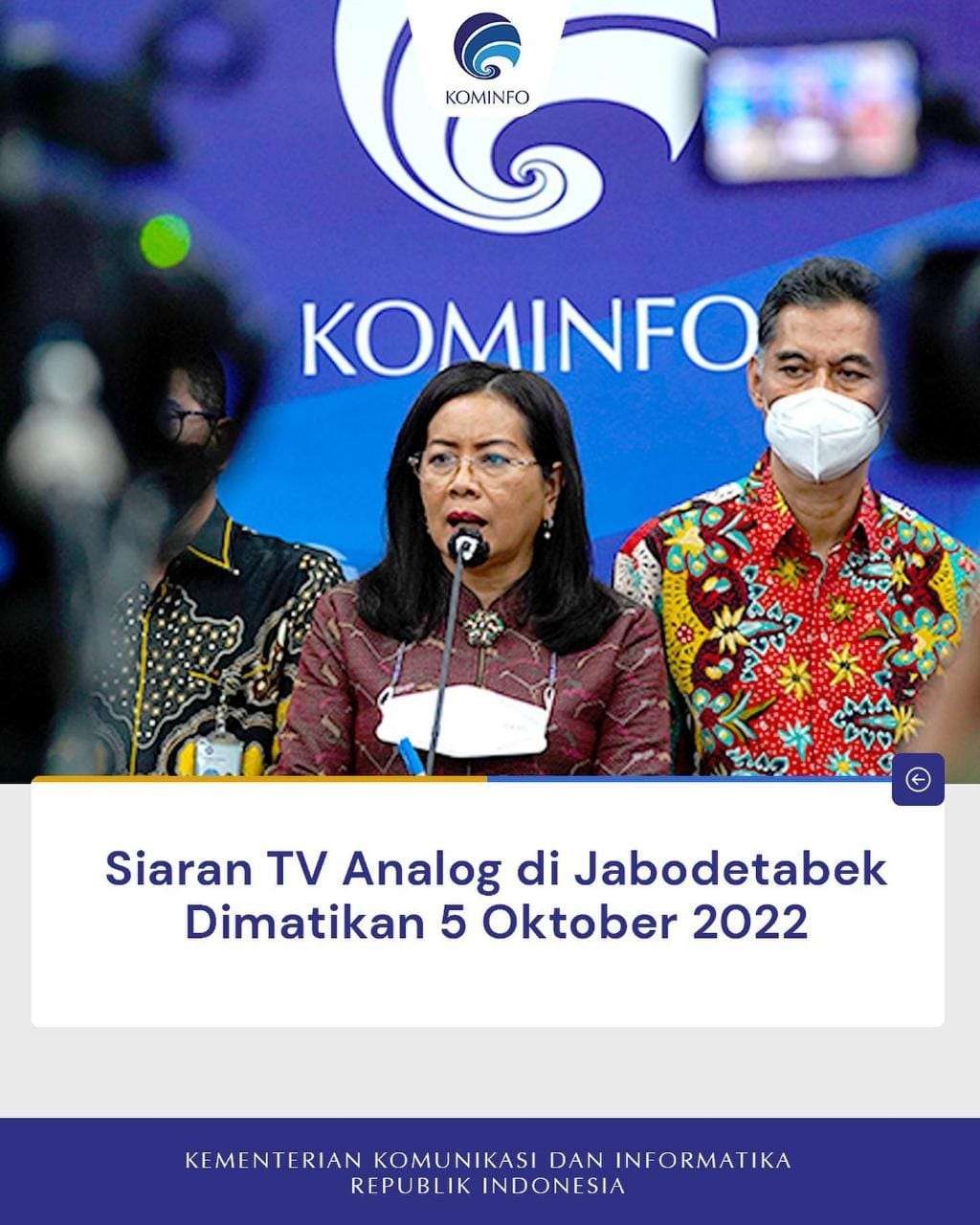 Kominfo Resmi Matikan Siaran TV Analog di Jabodetabek pada 5 Oktober.(Foto: Instagram)