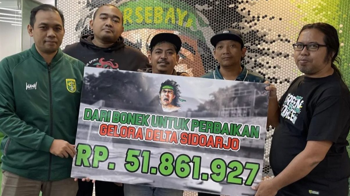 Bantuan disalurkan Bonek untuk biaya perbaikan Stadion Gelora Sidoarjo Rp 51.861.927. (Foto: Instagram Greennord)