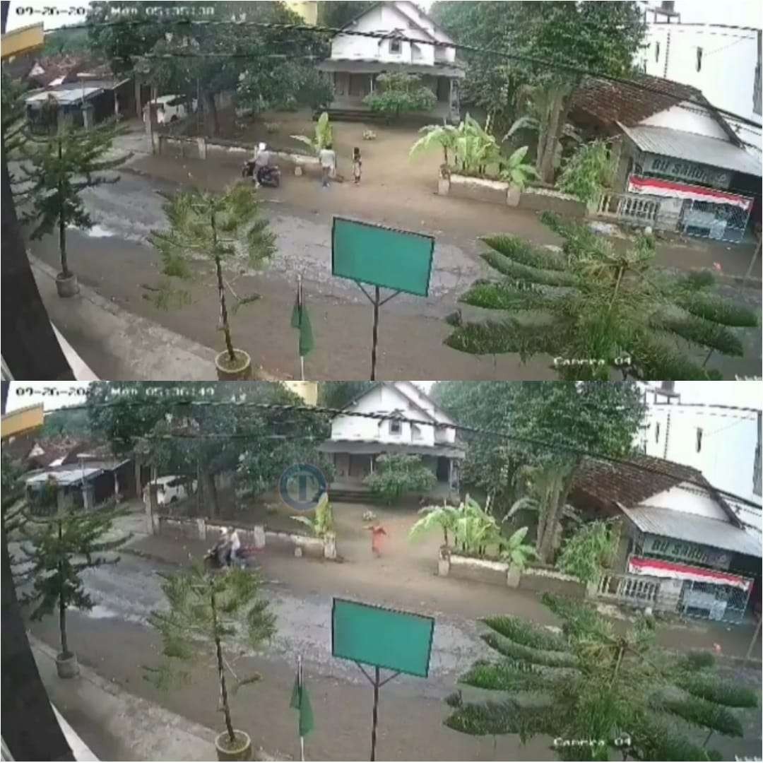 Aksi penjambretan di Tulungagung terekam kamera pengawas atau CCTV. (Foto: Tangkapan layar Instagram)