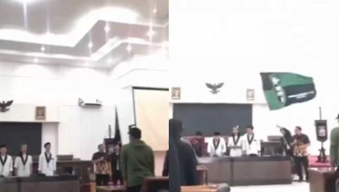 Tangkapan layar Ketua DPRD Kabupaten Lumajang, Anang Akhmad Syaifuddin tak hafal Pancasila di acara HMI. (Foto: Instagram)