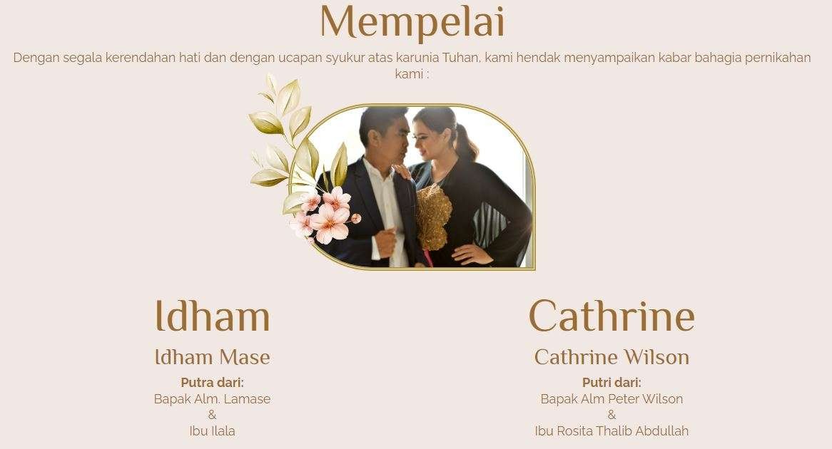 Undangan pernikahan artis Catherine Wilson dan Idham Mase. (Foto: Tangkapan layar i.possiblewedding.com/idham-cathrine/)