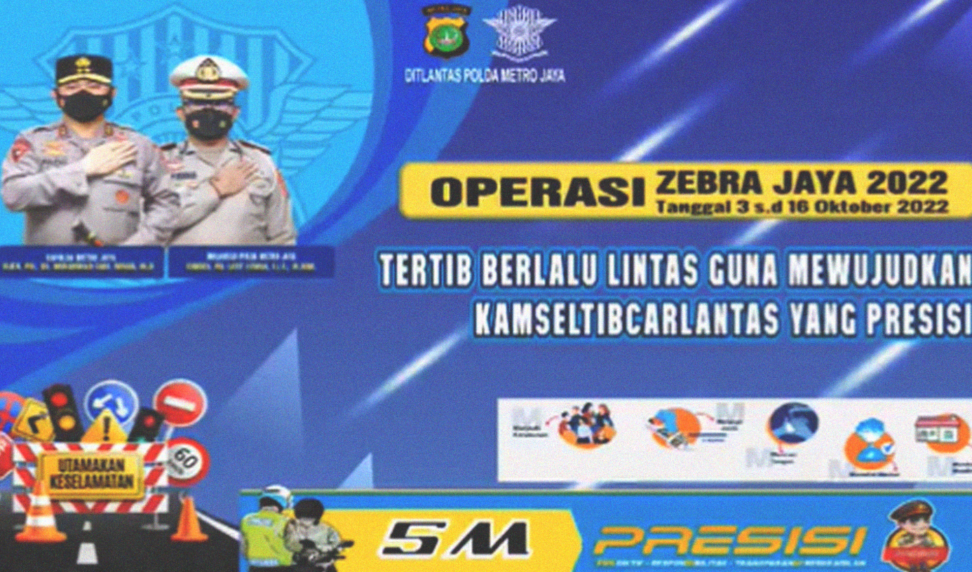 Operasi Zebra digelar mulai 3-16 Oktober 2022 di wilayah polda se-Indonesia. (Foto: Twitter @TMCpoldametro)