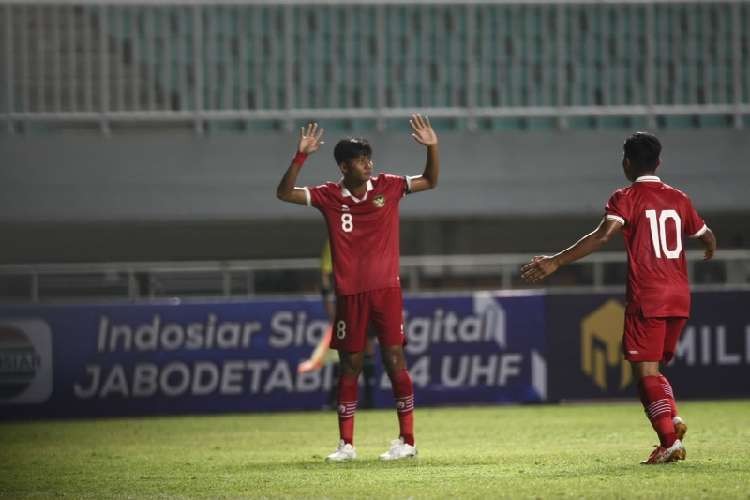 Indonesia unggul 1-0 atas Palestina di babak pertama kualifikasi Piala Asia U-17 Grup B. (Foto: Ant)