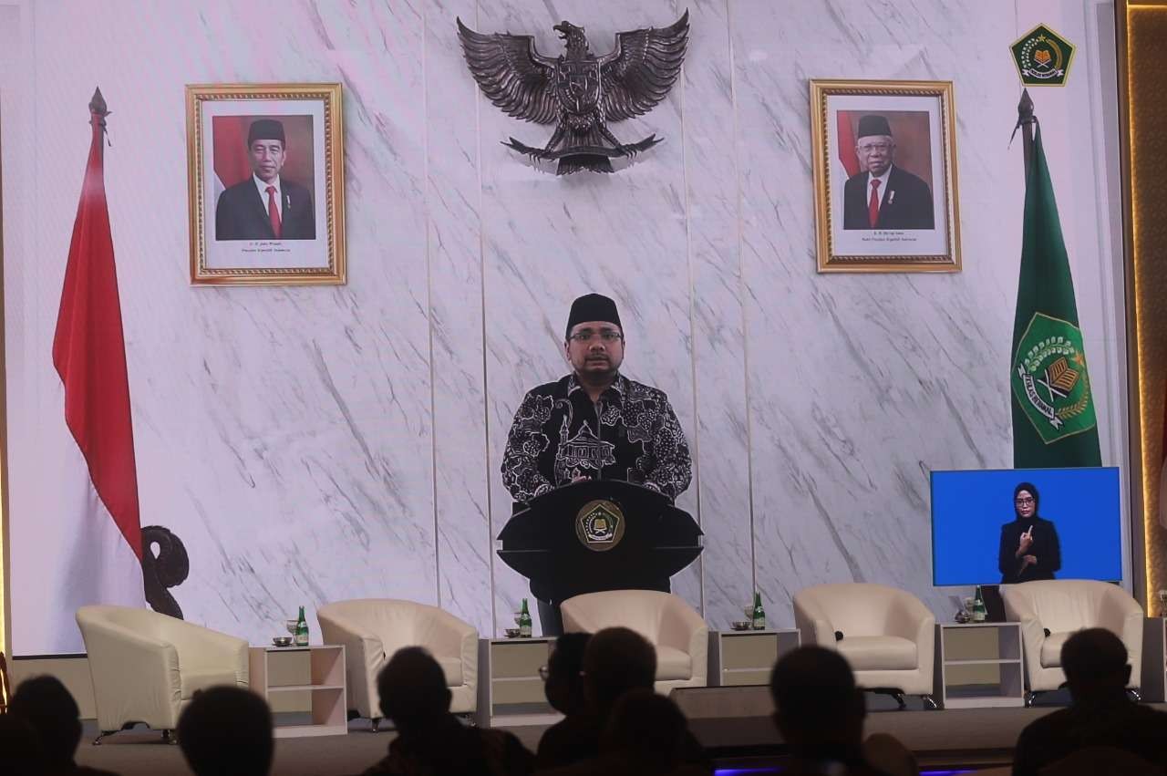 Menteri Agama Yaqut Cholil Qoumas menyebut industri halal berkontribusi pada pemulihan ekonomi Indonesia pasca pandemi Covid-19.  (Foto: Dokumentasi Kemenag)