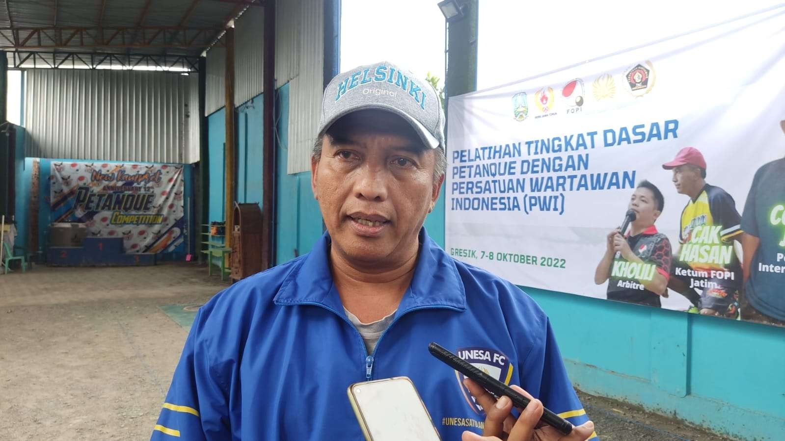 Ketua FOPI Jatim, Prof Nurhasan, saat ditemui di Camp Petanque Jatim, Gresik. (Foto: Fariz Yarbo/Ngopibareng.id)