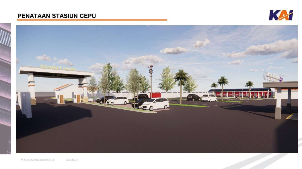 Gambar rencana penataan kawasan stasiun Cepu. (Foto: Ahmad Sampurno/Ngopibareng.id)