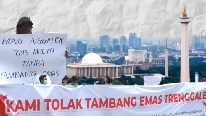 Aliansi rakyat Trenggalek datangi tiga kantor kementerian di Jakarta untuk menolak tambang emas di Trenggalek. (Foto: Istimewa)