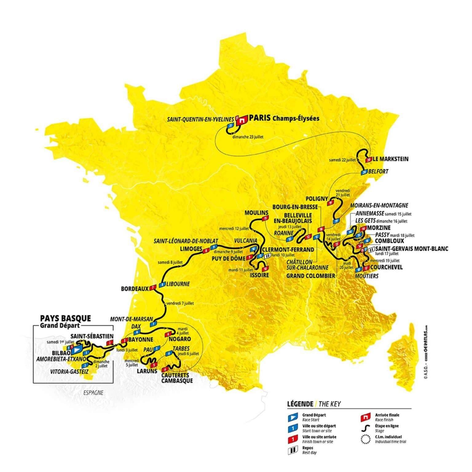 Rute Tour de France yang akan berlangsung 1-23 Juli 2023. (Foto: istimewa)