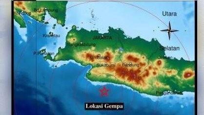 Gempa Bumi terjadi di Barat Daya Sukabumi, Jawa Barat, Senin 31 Oktober 2022. (Foto: Twitter BMKG Bandung)