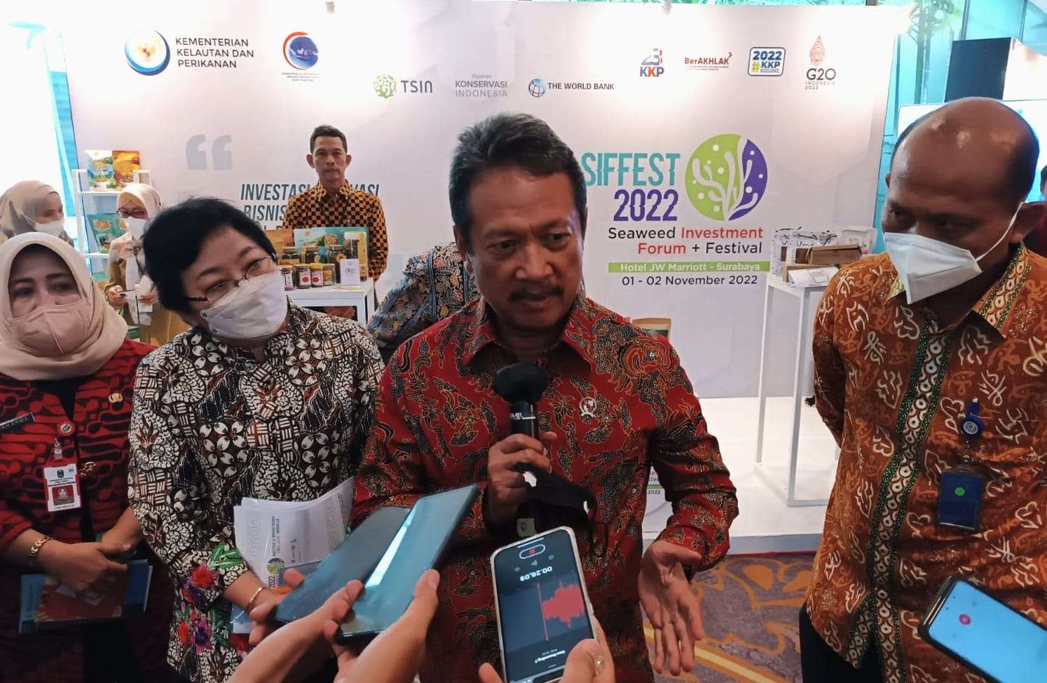 Menteri KKP, Sakti Wahyu Trenggono usai membuka gelaran SIFFEST 2022 di JW Marriot, Suranaya, Selasa 1 November 2022. (Foto: Istimewa)
