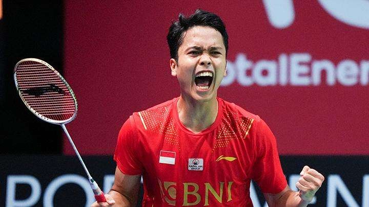 Tunggal putra Indonesia Anthony Sinisuka Ginting lolos ke final Hylo Open 2022. (Foto: PBSI)