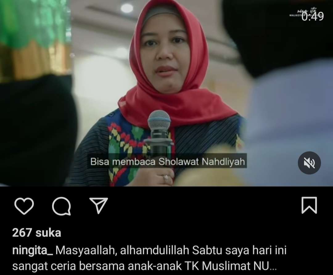 Tangkapan layar IG ningita_ di acara TK Muslimat NU.(Foto Istimewa)
