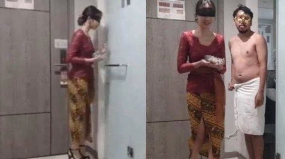 Video mesum perempuan berkebaya merah berdurasi 16 menit, diduga dibuat di sebuah kamar hotel di kawasan Gubeng, Surabaya. (Foto: Twitter)