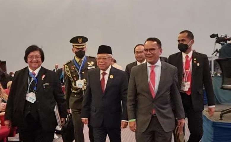 Wapres KH Ma'ruf Amin bersama delegasi Indonesia pada Konferensi Tingkat Tinggi Conference of The Parties 27 (KTT COP27) di Sharm El-Sheikh, Mesir, ( foto: BPMI Setwapres)